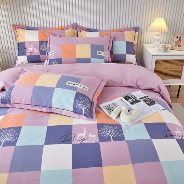 91家纺网 家纺一手货源 找家纺 杜先生 2023新款全棉加厚磨毛系列四件套鹿角小镇-豆沙