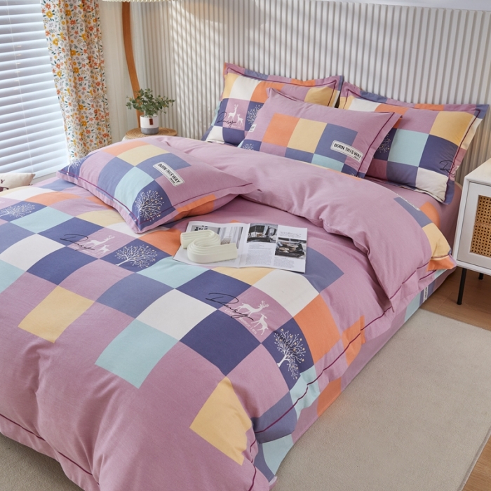 91家纺网 家纺一手货源 找家纺 杜先生 2023新款全棉加厚磨毛系列四件套鹿角小镇-豆沙