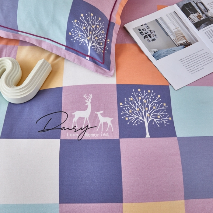 91家纺网 家纺一手货源 找家纺 杜先生 2023新款全棉加厚磨毛系列四件套鹿角小镇-豆沙