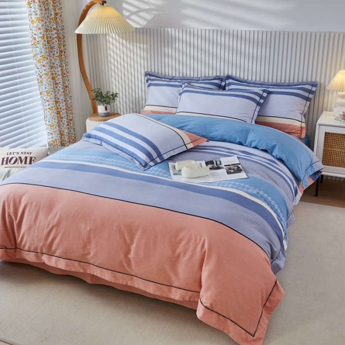 91家纺网 家纺一手货源 找家纺 杜先生 2023新款全棉加厚磨毛系列四件套轻松一刻-桔