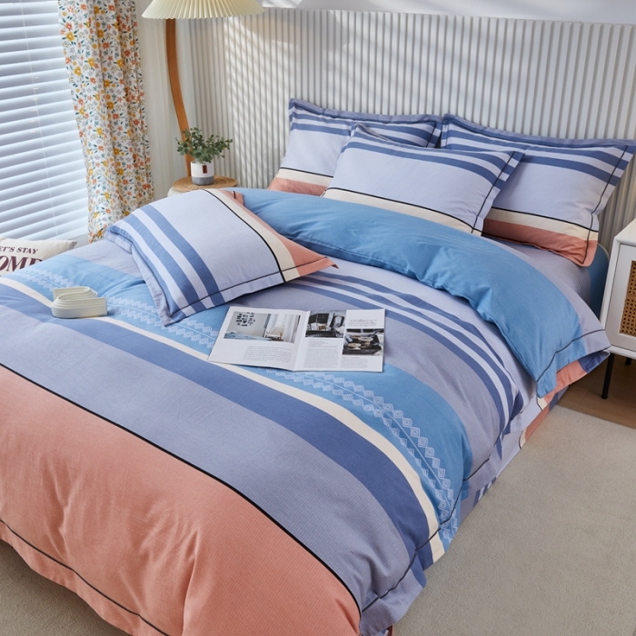 91家纺网 家纺一手货源 找家纺 杜先生 2023新款全棉加厚磨毛系列四件套轻松一刻-桔