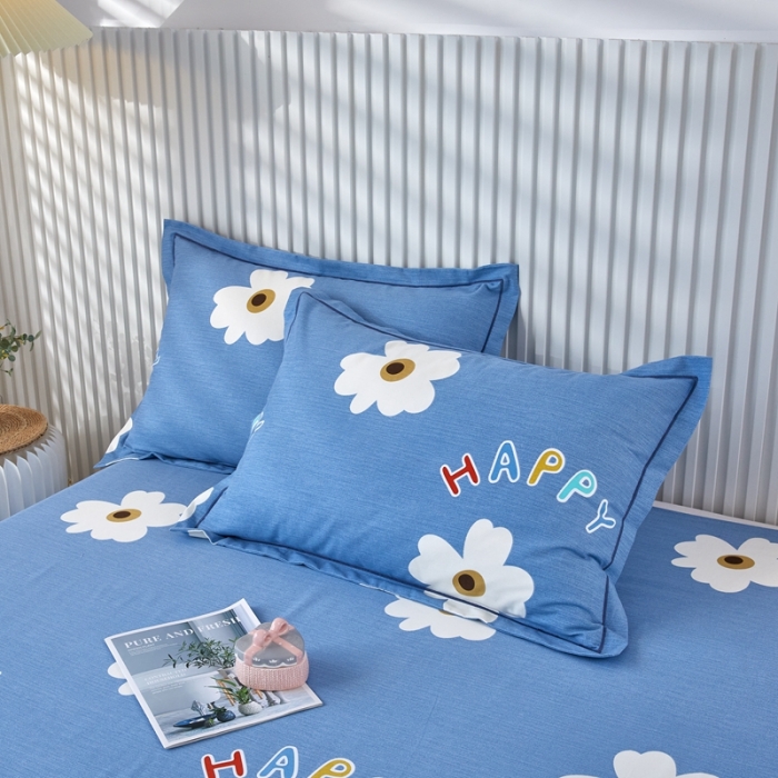 91家纺网 家纺一手货源 找家纺 杜先生 2023新款全棉加厚磨毛系列四件套浅浅花漾-蓝