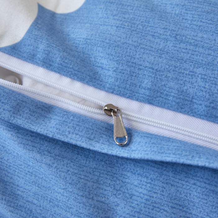 91家纺网 家纺一手货源 找家纺 杜先生 2023新款全棉加厚磨毛系列四件套浅浅花漾-蓝