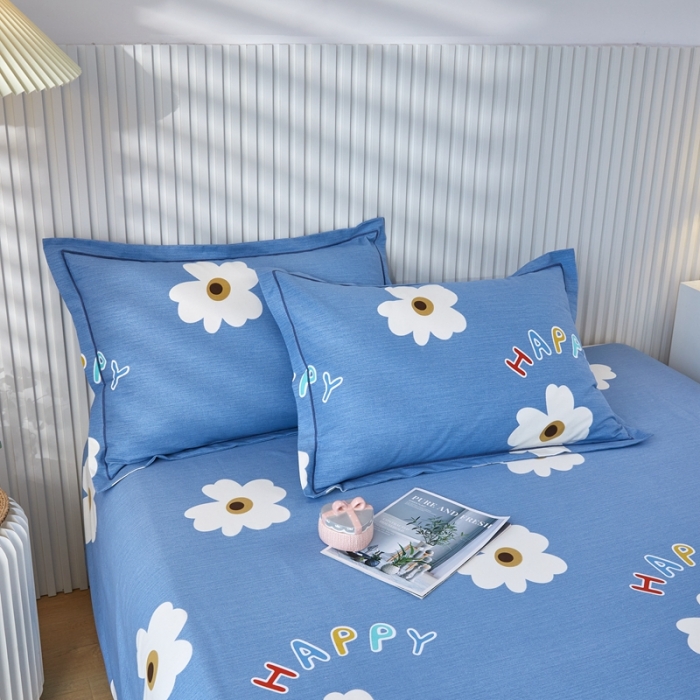 91家纺网 家纺一手货源 找家纺 杜先生 2023新款全棉加厚磨毛系列四件套浅浅花漾-蓝