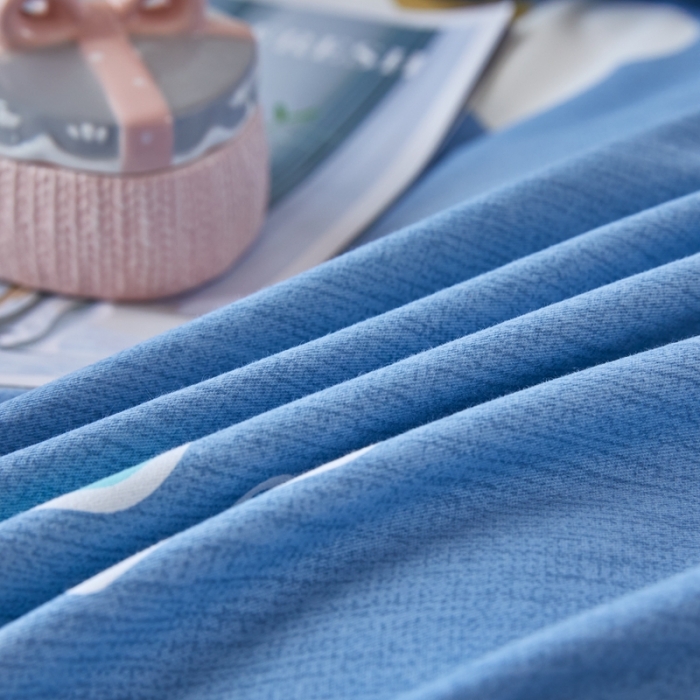 91家纺网 家纺一手货源 找家纺 杜先生 2023新款全棉加厚磨毛系列四件套浅浅花漾-蓝