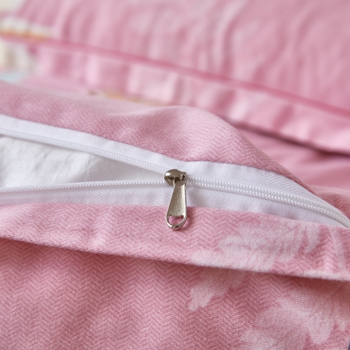 91家纺网 家纺一手货源 找家纺 杜先生 2023新款全棉加厚磨毛系列四件套甜花拾影-粉