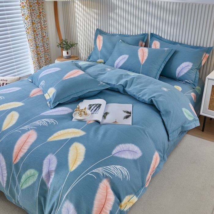 91家纺网 家纺一手货源 找家纺 杜先生 2023新款全棉加厚磨毛系列四件套夏日风情-绿