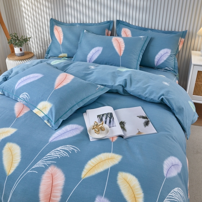 91家纺网 家纺一手货源 找家纺 杜先生 2023新款全棉加厚磨毛系列四件套夏日风情-绿