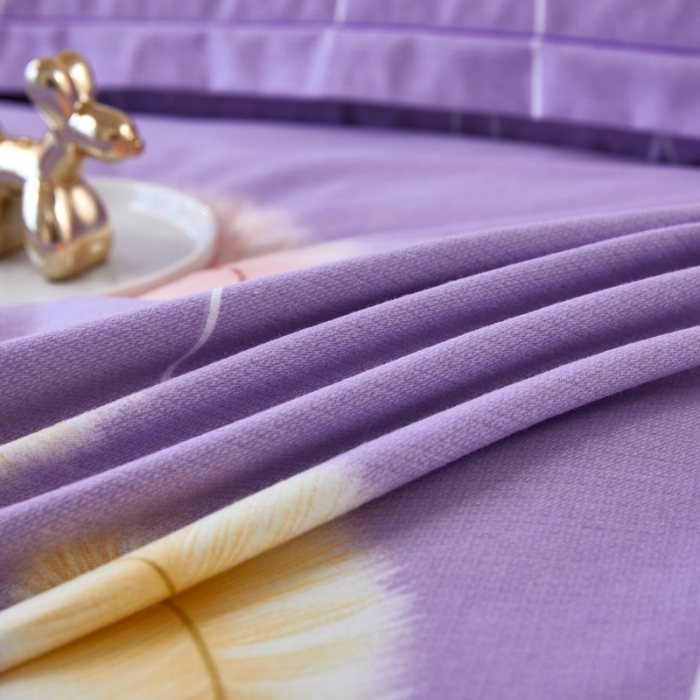 91家纺网 家纺一手货源 找家纺 杜先生 2023新款全棉加厚磨毛系列四件套夏日风情-紫