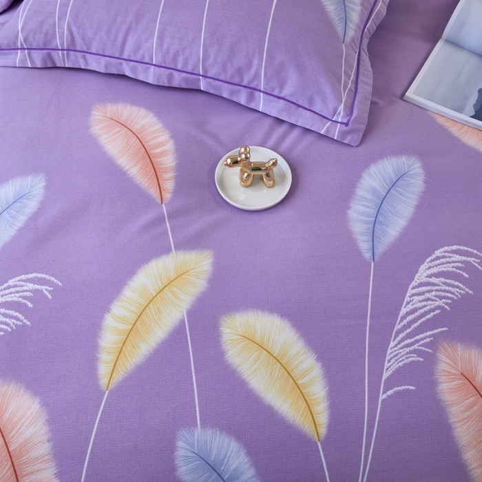 91家纺网 家纺一手货源 找家纺 杜先生 2023新款全棉加厚磨毛系列四件套夏日风情-紫