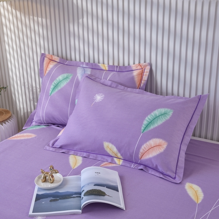 91家纺网 家纺一手货源 找家纺 杜先生 2023新款全棉加厚磨毛系列四件套夏日风情-紫