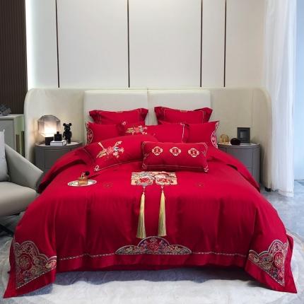 91家纺网 家纺一手货源 找家纺 （总）馨蕊家居 2022新款120S全棉长绒棉高端婚庆四件套