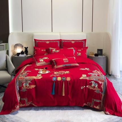 91家纺网 家纺一手货源 找家纺 （总）馨蕊家居 2022新款120S全棉长绒棉高端婚庆四件套