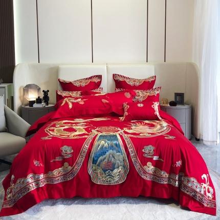 91家纺网 家纺一手货源 找家纺 （总）馨蕊家居 2022新款120S全棉长绒棉高端婚庆四件套