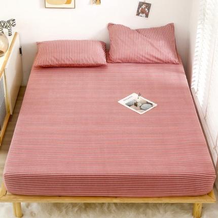 91家纺网 家纺一手货源 找家纺 曼璐 2025新款105克无印风加厚床笠 豆沙条