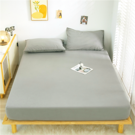 91家纺网 家纺一手货源 找家纺 曼璐 2025新款105克无印风加厚床笠 浅灰