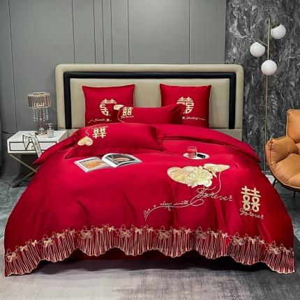 91家纺网 家纺一手货源 找家纺 （总）甜咪咪 2022新款新疆长绒棉100支刺绣婚庆多件套