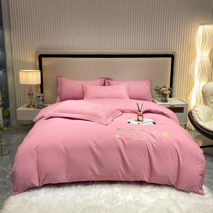 靓生活2022新款磨毛刺绣四件套轻奢风 伯尔曼-贝壳粉