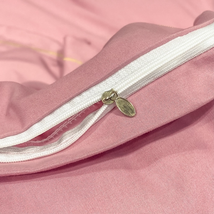 91家纺网 家纺一手货源 找家纺 靓生活2022新款磨毛刺绣四件套轻奢风 伯尔曼-贝壳粉