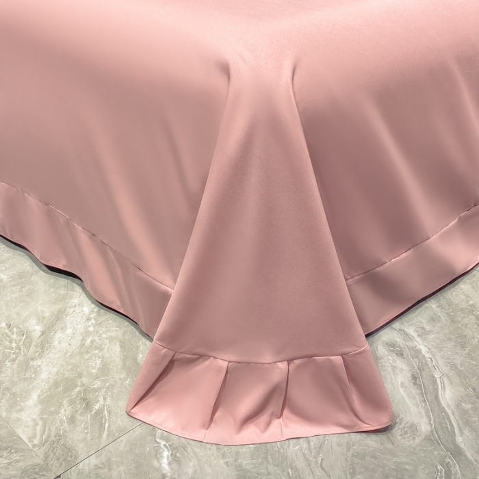 91家纺网 家纺一手货源 找家纺 靓生活2022新款磨毛刺绣四件套轻奢风 伯尔曼-贵妃粉