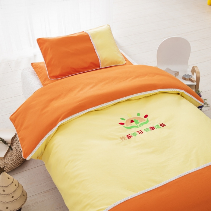 91家纺网 家纺一手货源 找家纺 总 乐秀 2022新款绣花款40支全棉幼儿园被子三件套六件套
