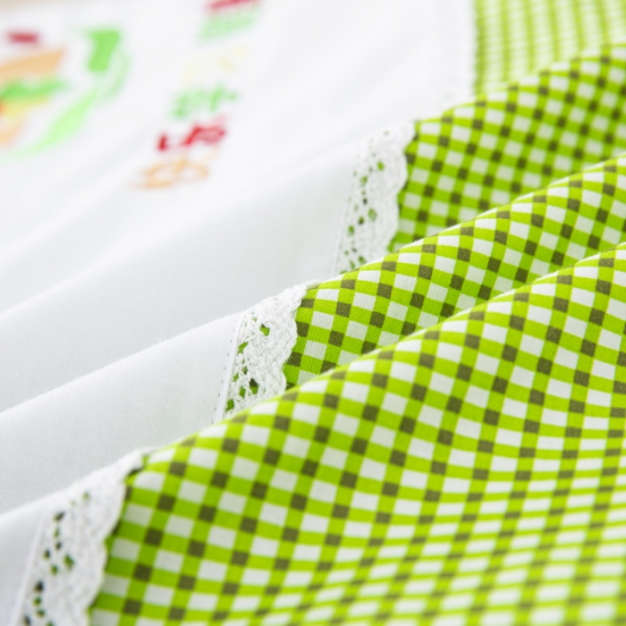 91家纺网 家纺一手货源 找家纺 乐秀22新款绣花款40支全棉幼儿园被子三件套六件套双拼-绿格