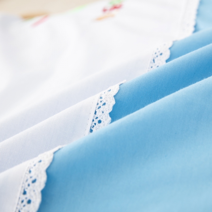 91家纺网 家纺一手货源 找家纺 乐秀22新款绣花款40支全棉幼儿园被子三件套六件套 双拼-蓝