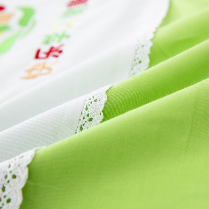 91家纺网 家纺一手货源 找家纺 乐秀22新款绣花款40支全棉幼儿园被子三件套六件套双拼-果绿