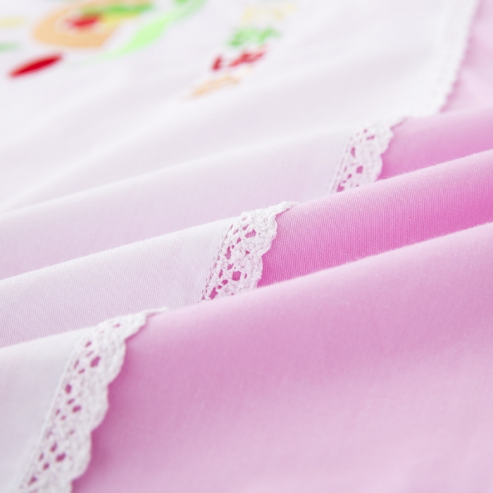 91家纺网 家纺一手货源 找家纺 乐秀22新款绣花款40支全棉幼儿园被子三件套六件套 双拼-粉