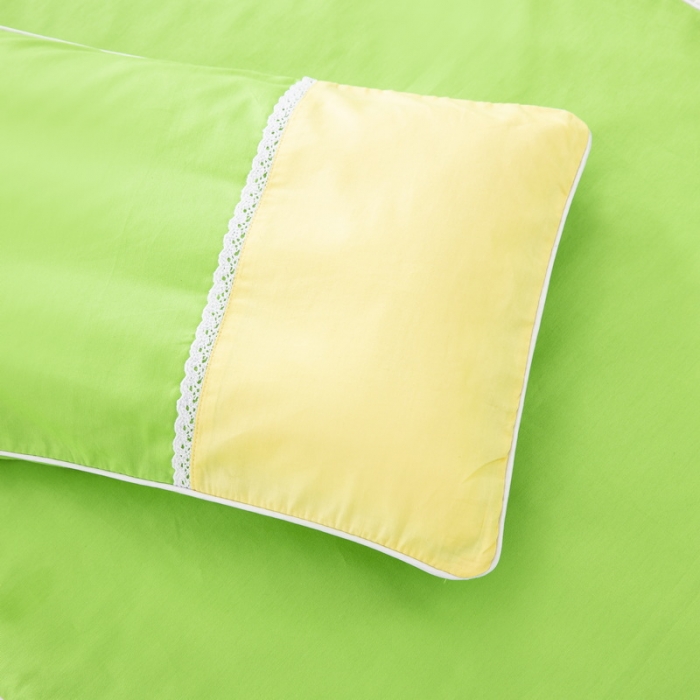 91家纺网 家纺一手货源 找家纺 乐秀22新款绣花款40支全棉幼儿园被子三件套六件套三拼-果绿