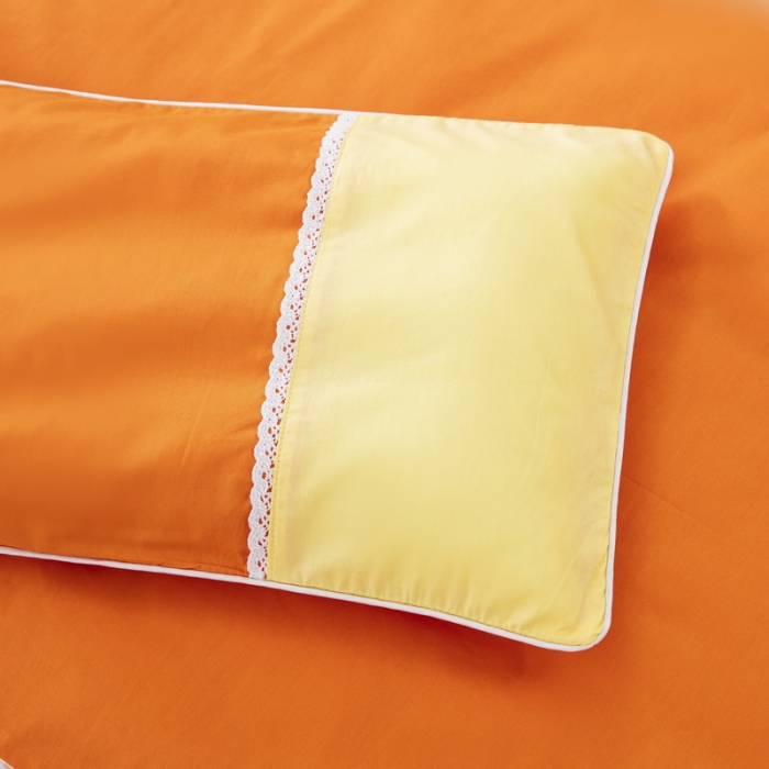 91家纺网 家纺一手货源 找家纺 乐秀22新款绣花款40支全棉幼儿园被子三件套六件套 三拼-橙