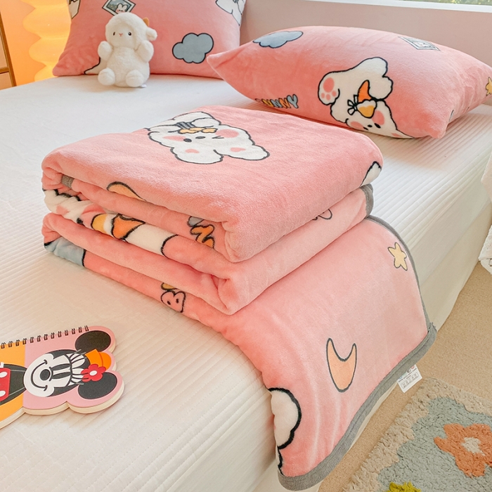 91家纺网 家纺一手货源 找家纺 慕尚家纺 2022新款300g雪绒绒牛奶毛毯 快乐小兔