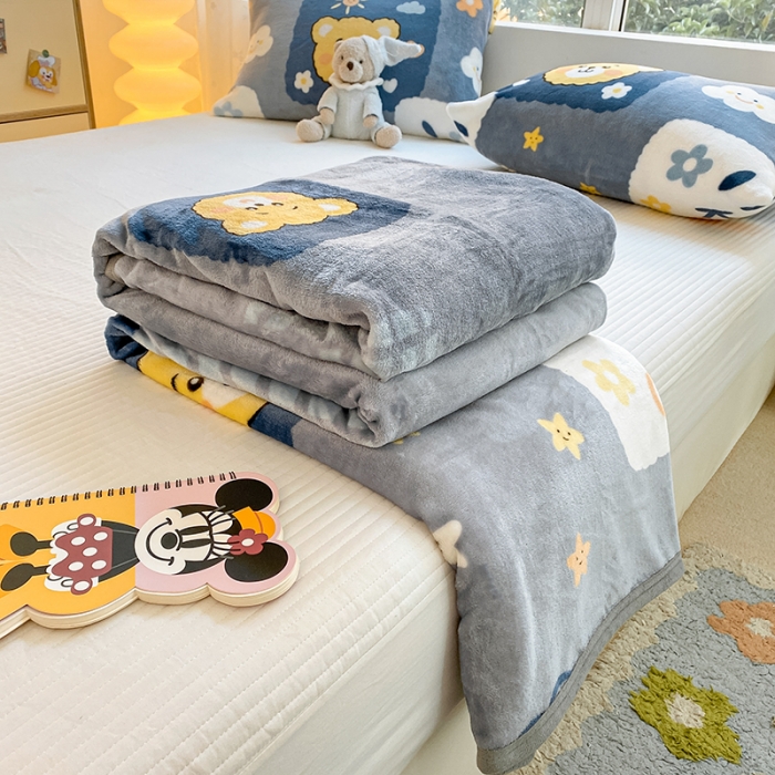 91家纺网 家纺一手货源 找家纺 慕尚家纺 2022新款300g雪绒绒牛奶毛毯 快乐熊