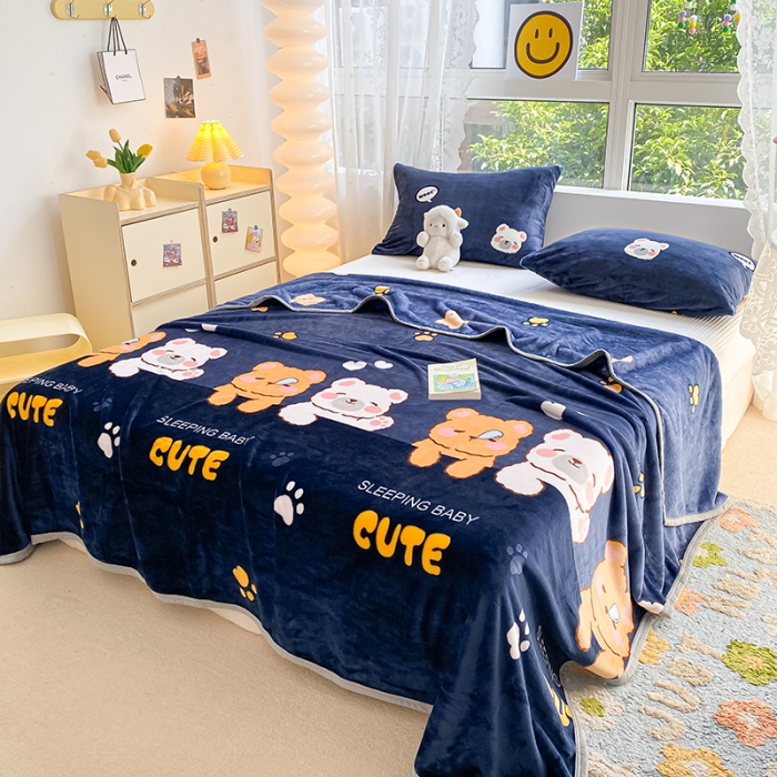 91家纺网 家纺一手货源 找家纺 慕尚家纺 2022新款300g雪绒绒牛奶毛毯 淘气熊