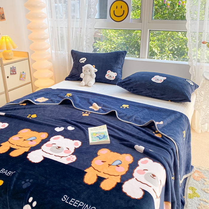 91家纺网 家纺一手货源 找家纺 慕尚家纺 2022新款300g雪绒绒牛奶毛毯 淘气熊