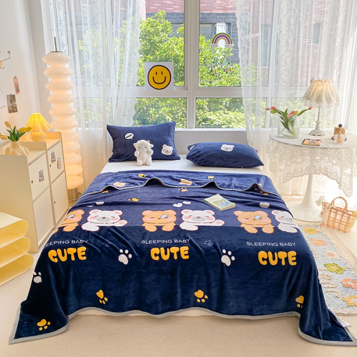 91家纺网 家纺一手货源 找家纺 慕尚家纺 2022新款300g雪绒绒牛奶毛毯 淘气熊