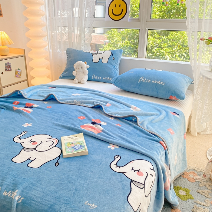 91家纺网 家纺一手货源 找家纺 慕尚家纺 2022新款300g雪绒绒牛奶毛毯 小象