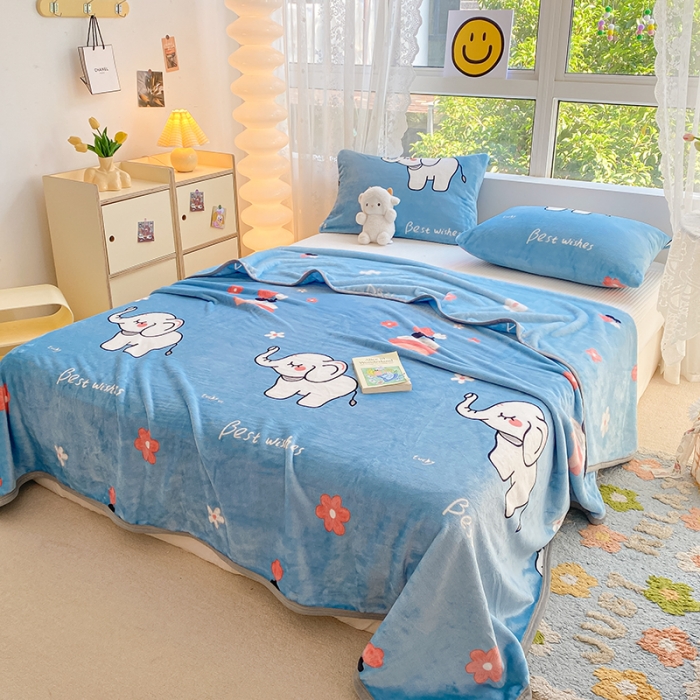 91家纺网 家纺一手货源 找家纺 慕尚家纺 2022新款300g雪绒绒牛奶毛毯 小象