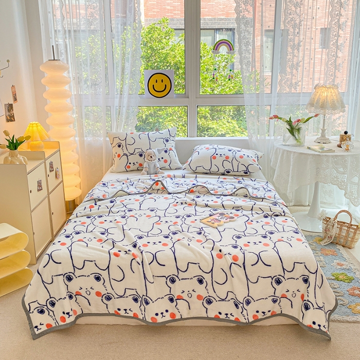 91家纺网 家纺一手货源 找家纺 慕尚家纺 2022新款300g雪绒绒牛奶毛毯 小熊宝