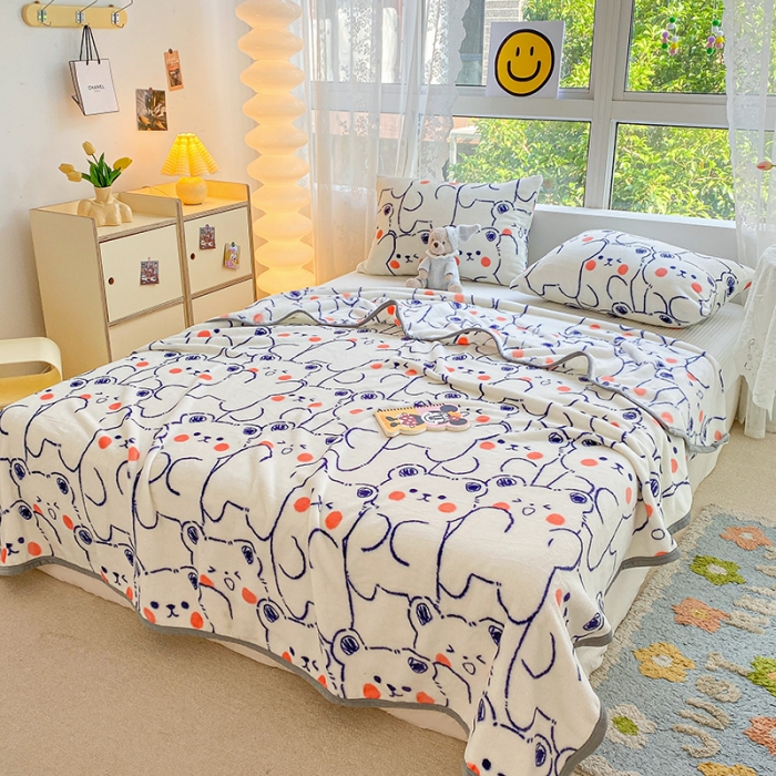 91家纺网 家纺一手货源 找家纺 慕尚家纺 2022新款300g雪绒绒牛奶毛毯 小熊宝