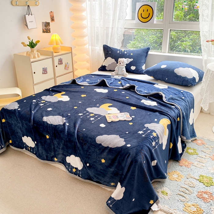 91家纺网 家纺一手货源 找家纺 慕尚家纺 2022新款300g雪绒绒牛奶毛毯 星云