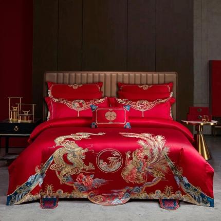 91家纺网 家纺一手货源 找家纺 总 高大尚 2022新款双股提花婚庆多件套-世纪之恋