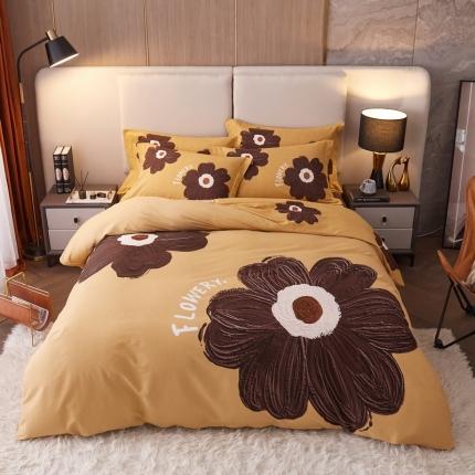 91家纺网 家纺一手货源 找家纺 金纱玉纺2022新款全棉生态大版磨毛四件套 颜悦