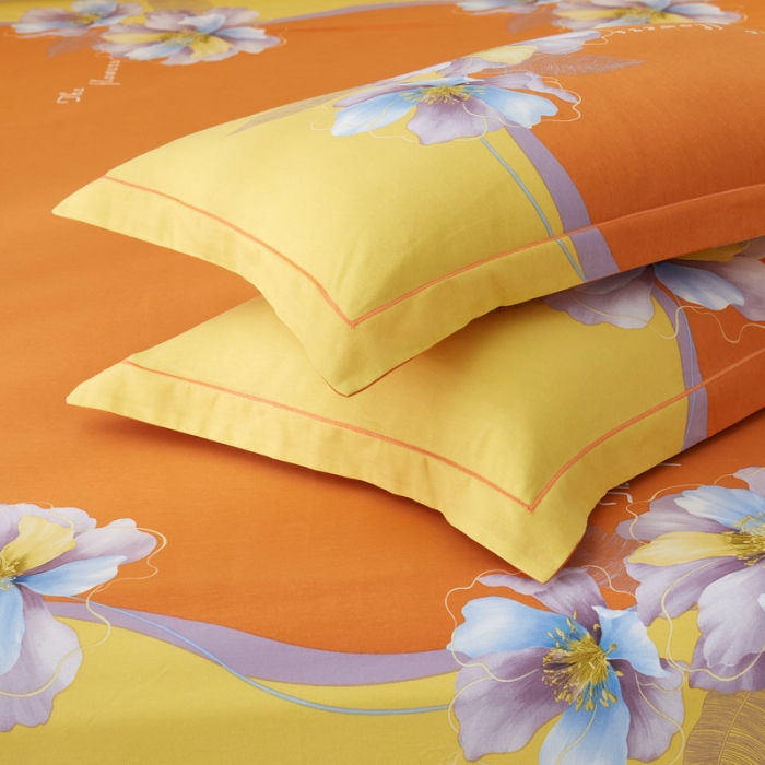 91家纺网 家纺一手货源 找家纺 金纱玉纺2022新款全棉生态大版磨毛四件套 贝瑶-桔