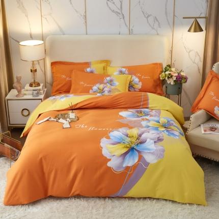 金纱玉纺2022新款全棉生态大版磨毛四件套 贝瑶-桔