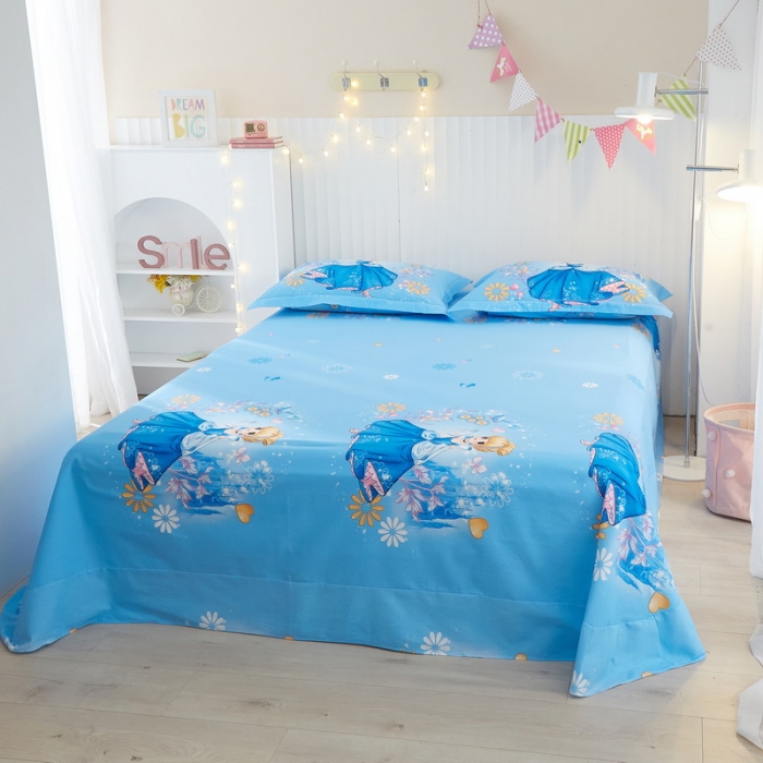 91家纺网 家纺一手货源 找家纺 金纱玉纺2022新款全棉生态大版磨毛四件套 冰雪公主