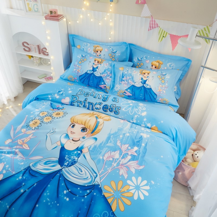 91家纺网 家纺一手货源 找家纺 金纱玉纺2022新款全棉生态大版磨毛四件套 冰雪公主