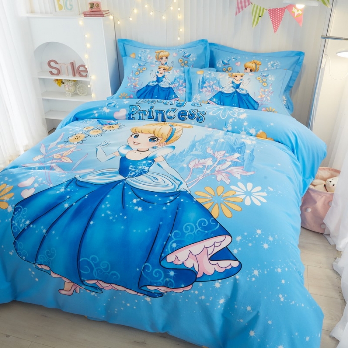 91家纺网 家纺一手货源 找家纺 金纱玉纺2022新款全棉生态大版磨毛四件套 冰雪公主