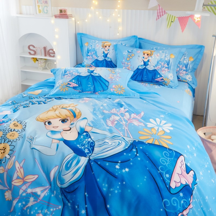 91家纺网 家纺一手货源 找家纺 金纱玉纺2022新款全棉生态大版磨毛四件套 冰雪公主