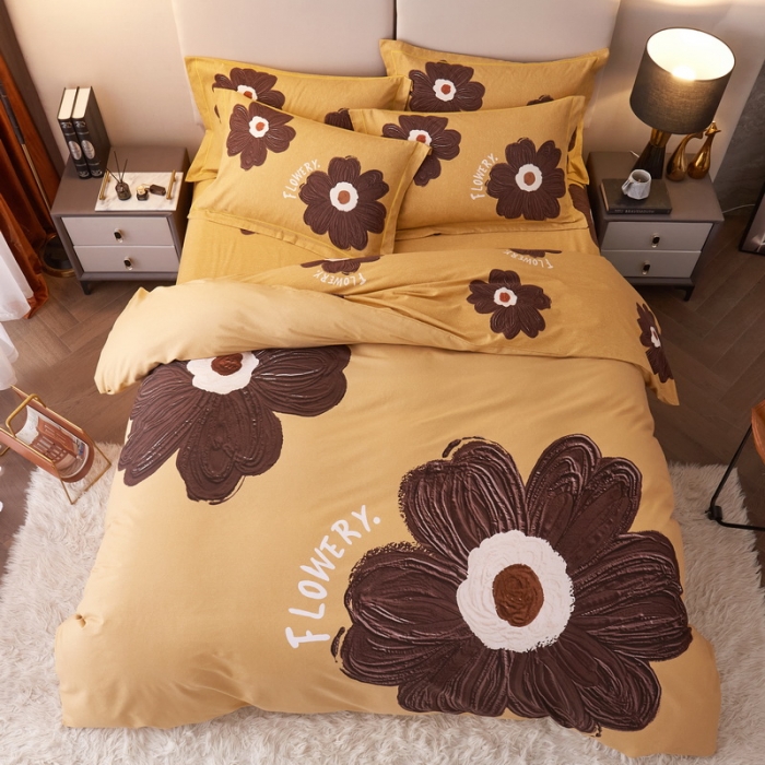 91家纺网 家纺一手货源 找家纺 金纱玉纺2022新款全棉生态大版磨毛四件套 颜悦